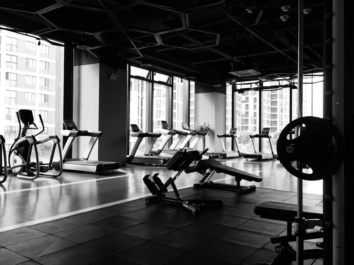 Wide shot of a modern gym
